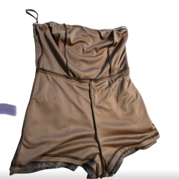 She + Sky soft faux leather snakeskin print strapless romper size medium - Picture 6 of 9